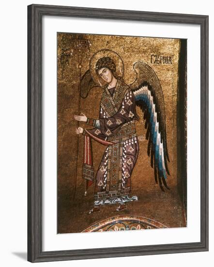 Figure of An Angel from 12th century Byzantine Mosaic on Cupola of the Martorana Church in Palermo-null-Framed Photographic Print