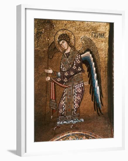 Figure of An Angel from 12th century Byzantine Mosaic on Cupola of the Martorana Church in Palermo-null-Framed Photographic Print