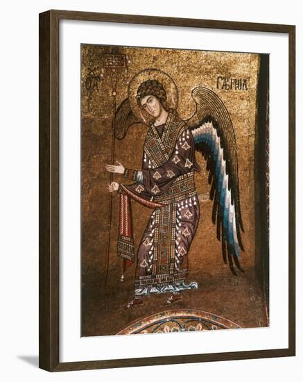 Figure of An Angel from 12th century Byzantine Mosaic on Cupola of the Martorana Church in Palermo-null-Framed Photographic Print