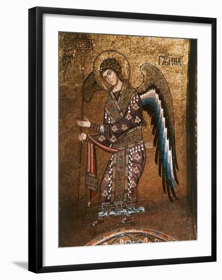 Figure of An Angel from 12th century Byzantine Mosaic on Cupola of the Martorana Church in Palermo-null-Framed Photographic Print