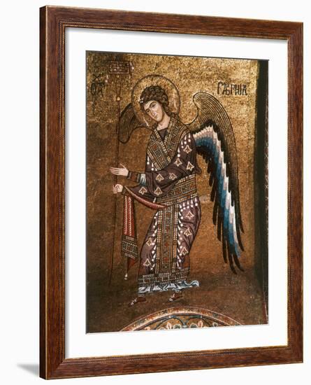 Figure of An Angel from 12th century Byzantine Mosaic on Cupola of the Martorana Church in Palermo-null-Framed Photographic Print