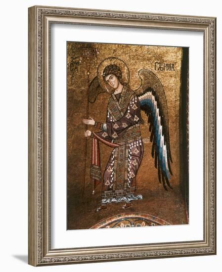 Figure of An Angel from 12th century Byzantine Mosaic on Cupola of the Martorana Church in Palermo-null-Framed Photographic Print