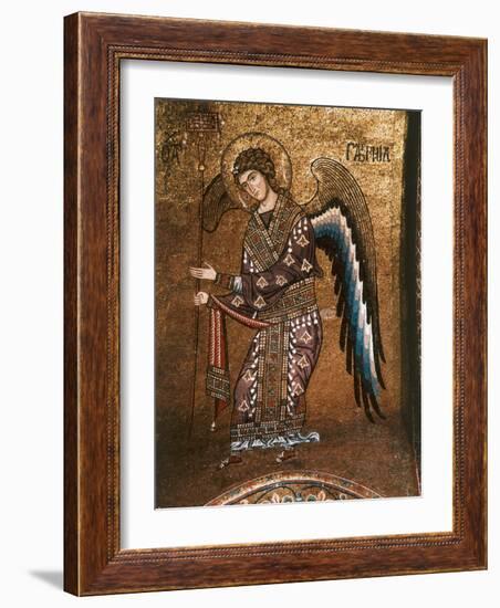 Figure of An Angel from 12th century Byzantine Mosaic on Cupola of the Martorana Church in Palermo-null-Framed Photographic Print