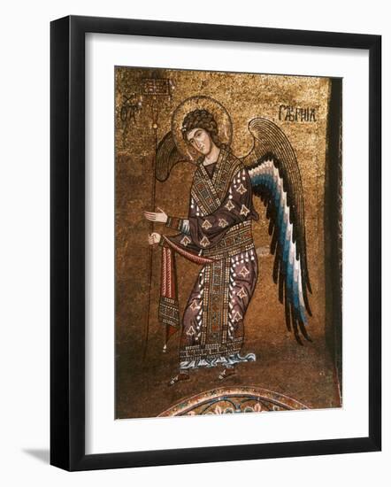 Figure of An Angel from 12th century Byzantine Mosaic on Cupola of the Martorana Church in Palermo-null-Framed Photographic Print