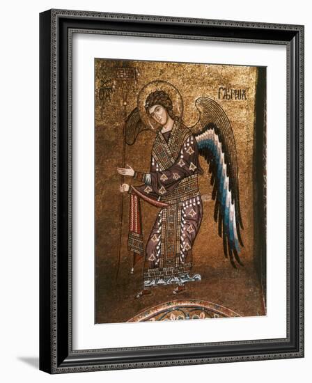 Figure of An Angel from 12th century Byzantine Mosaic on Cupola of the Martorana Church in Palermo-null-Framed Photographic Print