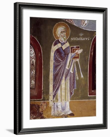 Figure of Saint, Detail from Life of St. Nicholas of Bari, 11th Century Fresco, St. Eldrado Chapel-null-Framed Giclee Print