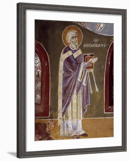 Figure of Saint, Detail from Life of St. Nicholas of Bari, 11th Century Fresco, St. Eldrado Chapel-null-Framed Giclee Print