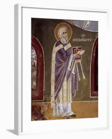 Figure of Saint, Detail from Life of St. Nicholas of Bari, 11th Century Fresco, St. Eldrado Chapel-null-Framed Giclee Print