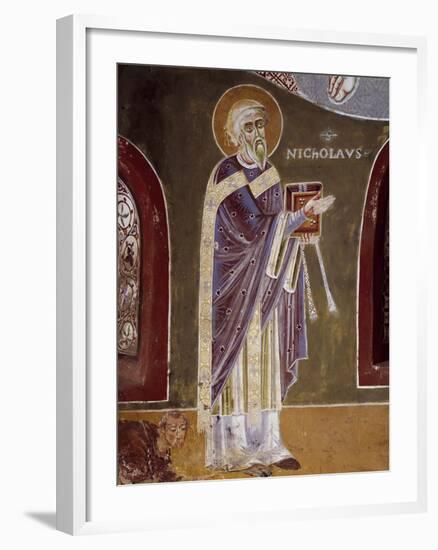 Figure of Saint, Detail from Life of St. Nicholas of Bari, 11th Century Fresco, St. Eldrado Chapel-null-Framed Giclee Print