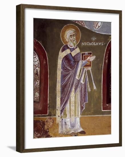 Figure of Saint, Detail from Life of St. Nicholas of Bari, 11th Century Fresco, St. Eldrado Chapel-null-Framed Giclee Print