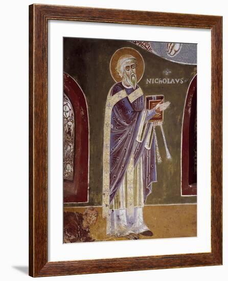Figure of Saint, Detail from Life of St. Nicholas of Bari, 11th Century Fresco, St. Eldrado Chapel-null-Framed Giclee Print