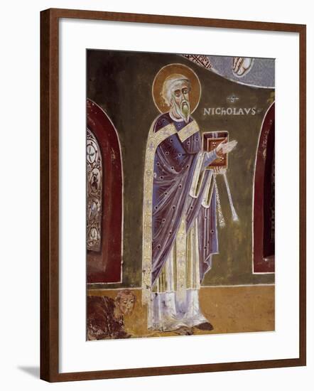 Figure of Saint, Detail from Life of St. Nicholas of Bari, 11th Century Fresco, St. Eldrado Chapel-null-Framed Giclee Print