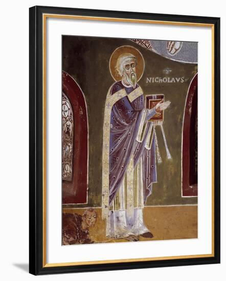 Figure of Saint, Detail from Life of St. Nicholas of Bari, 11th Century Fresco, St. Eldrado Chapel-null-Framed Giclee Print