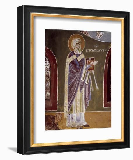 Figure of Saint, Detail from Life of St. Nicholas of Bari, 11th Century Fresco, St. Eldrado Chapel-null-Framed Giclee Print