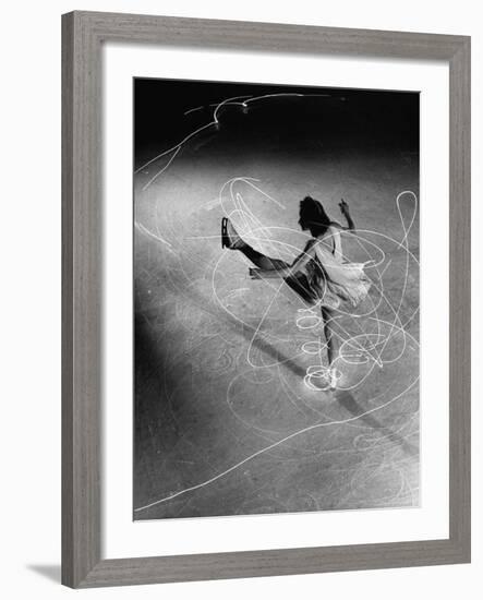 Figure Skater Carol Lynne with Flashlights Embedded in Her Skates-Gjon Mili-Framed Premium Photographic Print