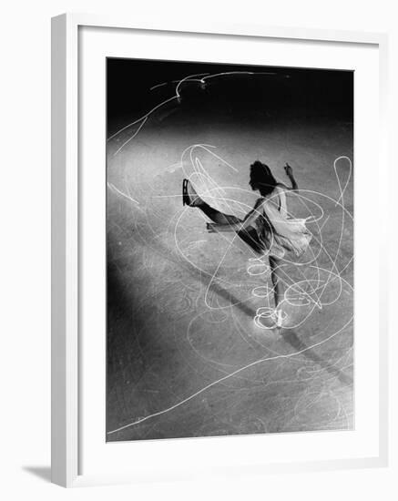 Figure Skater Carol Lynne with Flashlights Embedded in Her Skates-Gjon Mili-Framed Premium Photographic Print