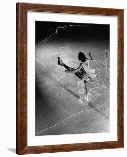 Figure Skater Carol Lynne with Flashlights Embedded in Her Skates-Gjon Mili-Framed Premium Photographic Print