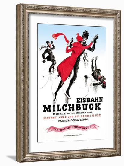 Figure-Skating in a Red Dress-null-Framed Art Print