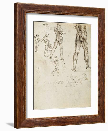 Figure Studies and Nudes for the Battle of Anghiari-Leonardo da Vinci-Framed Giclee Print