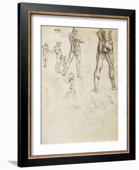Figure Studies and Nudes for the Battle of Anghiari-Leonardo da Vinci-Framed Giclee Print