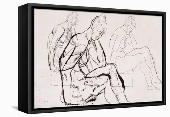 Figure Studies, April 1919 (Pencil, Pen & Ink on Paper)-Nina Hamnett-Framed Premier Image Canvas