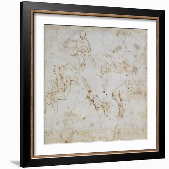 Figure Study, C.1511-Michelangelo Buonarroti-Framed Giclee Print