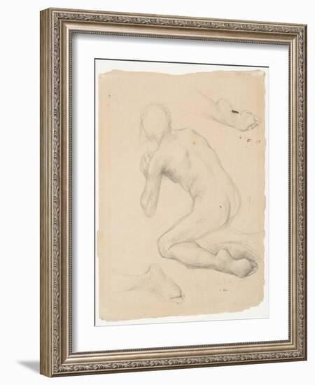 Figure Study for Annunciation to the Shepherds (Pencil & Chalk on Paper)-Jules Bastien-Lepage-Framed Giclee Print