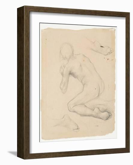 Figure Study for Annunciation to the Shepherds (Pencil & Chalk on Paper)-Jules Bastien-Lepage-Framed Giclee Print