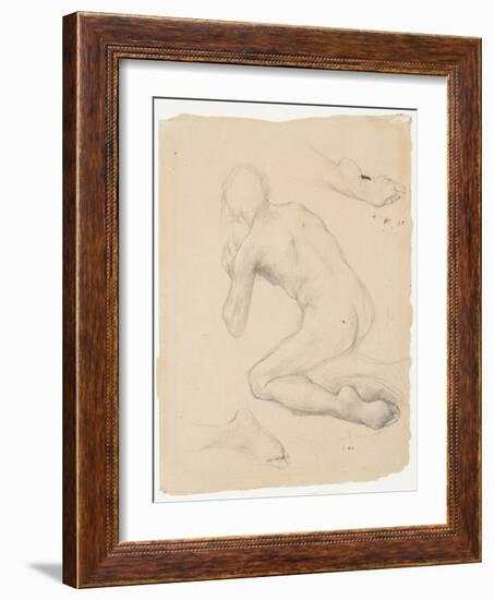 Figure Study for Annunciation to the Shepherds (Pencil & Chalk on Paper)-Jules Bastien-Lepage-Framed Giclee Print