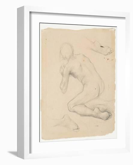 Figure Study for Annunciation to the Shepherds (Pencil & Chalk on Paper)-Jules Bastien-Lepage-Framed Giclee Print