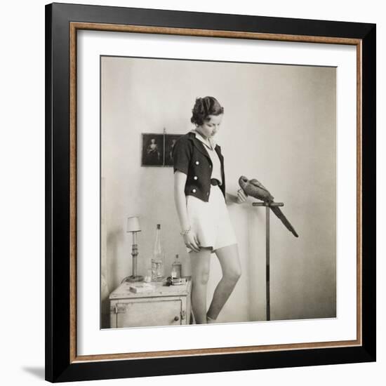 Figure Study with Parrot-Curtis Moffat-Framed Giclee Print