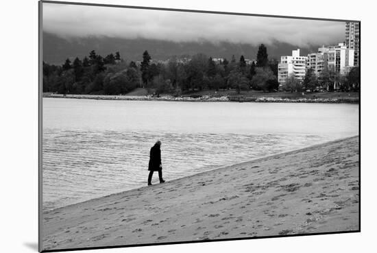 Figure Walking Alone Along Beach in Winter-Sharon Wish-Mounted Photographic Print