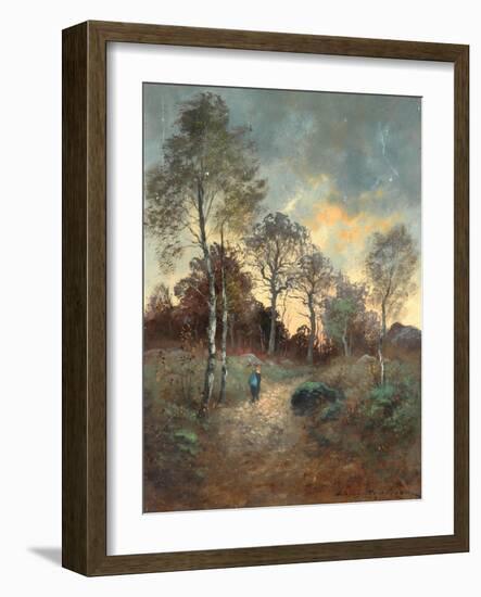 Figure Walking through a Woodland-Adrien Rousseau-Framed Giclee Print
