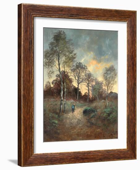 Figure Walking through a Woodland-Adrien Rousseau-Framed Giclee Print