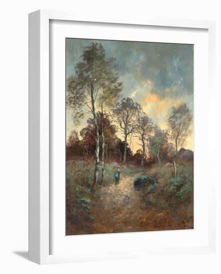 Figure Walking through a Woodland-Adrien Rousseau-Framed Giclee Print