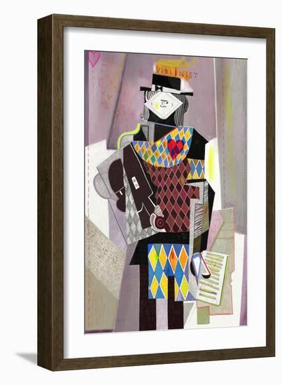 Figure Which Depicts a Violinist in the Style of Abstraction-Dmitriip-Framed Art Print