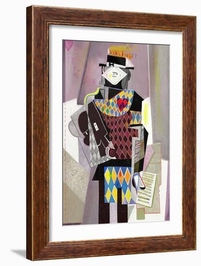 Figure Which Depicts a Violinist in the Style of Abstraction-Dmitriip-Framed Art Print