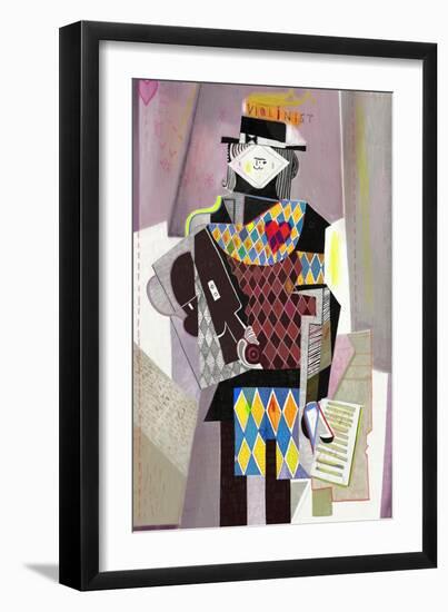 Figure Which Depicts a Violinist in the Style of Abstraction-Dmitriip-Framed Art Print