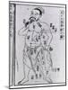 Figure with Acupuncture Points and Meridians from 1805 Japanese Medical Text-null-Mounted Art Print