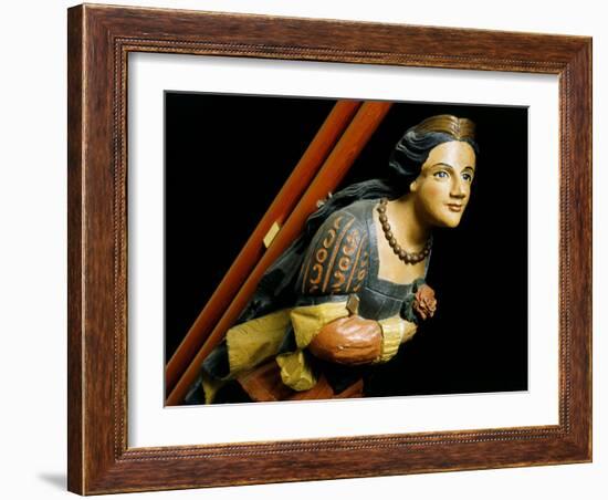 Figurehead of Woman Wearing Diadem and Holding Rose, c.1860-null-Framed Photographic Print