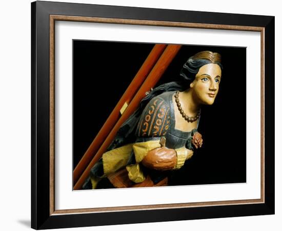 Figurehead of Woman Wearing Diadem and Holding Rose, c.1860-null-Framed Photographic Print