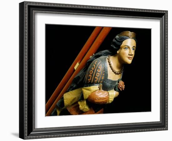 Figurehead of Woman Wearing Diadem and Holding Rose, c.1860-null-Framed Photographic Print