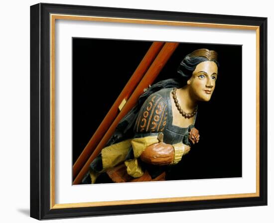 Figurehead of Woman Wearing Diadem and Holding Rose, c.1860-null-Framed Photographic Print