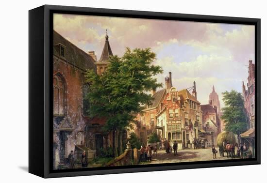 Figures at a Crossroads in Amsterdam-Willem Koekkoek-Framed Premier Image Canvas