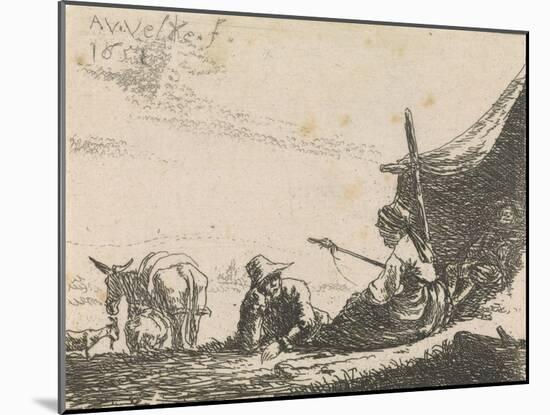 Figures by a tent, 1653-Adriaen van de Velde-Mounted Giclee Print