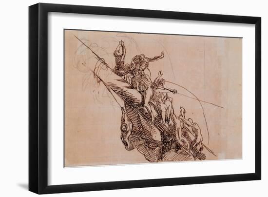 Figures Clinging to Wreckage, C.1785-86 (Brown Ink on Beige Paper)-John Singleton Copley-Framed Giclee Print