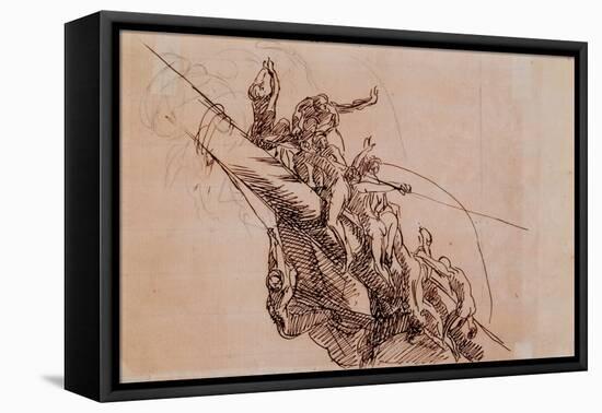 Figures Clinging to Wreckage, C.1785-86 (Brown Ink on Beige Paper)-John Singleton Copley-Framed Premier Image Canvas