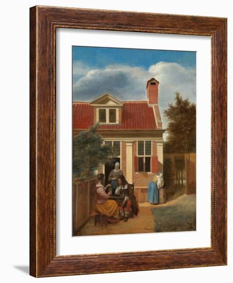 Figures in a Courtyard behind a House, c. 1663-5-Pieter de Hooch-Framed Giclee Print