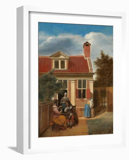 Figures in a Courtyard behind a House, c. 1663-5-Pieter de Hooch-Framed Giclee Print