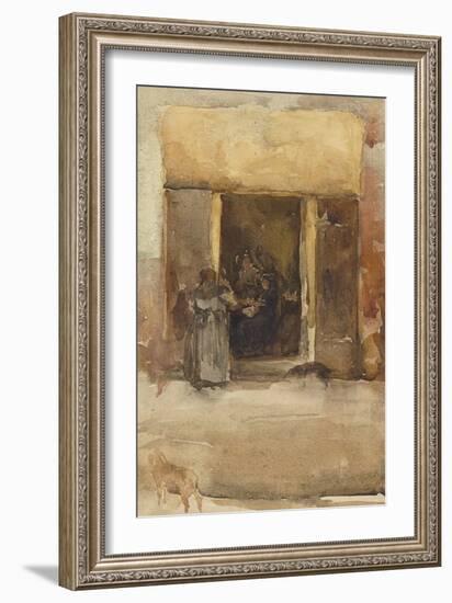 Figures in a Doorway, C.1897-99 (Watercolour on Paper)-James Abbott McNeill Whistler-Framed Giclee Print